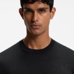 Maglione in lana merino con logo ricamato Hugo Boss