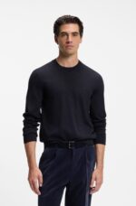 Maglione in lana merino con logo ricamato Hugo Boss - immagine 4