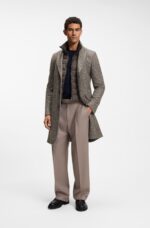 Cappotto slim fit in jersey italiano con lana vergine Hugo Boss